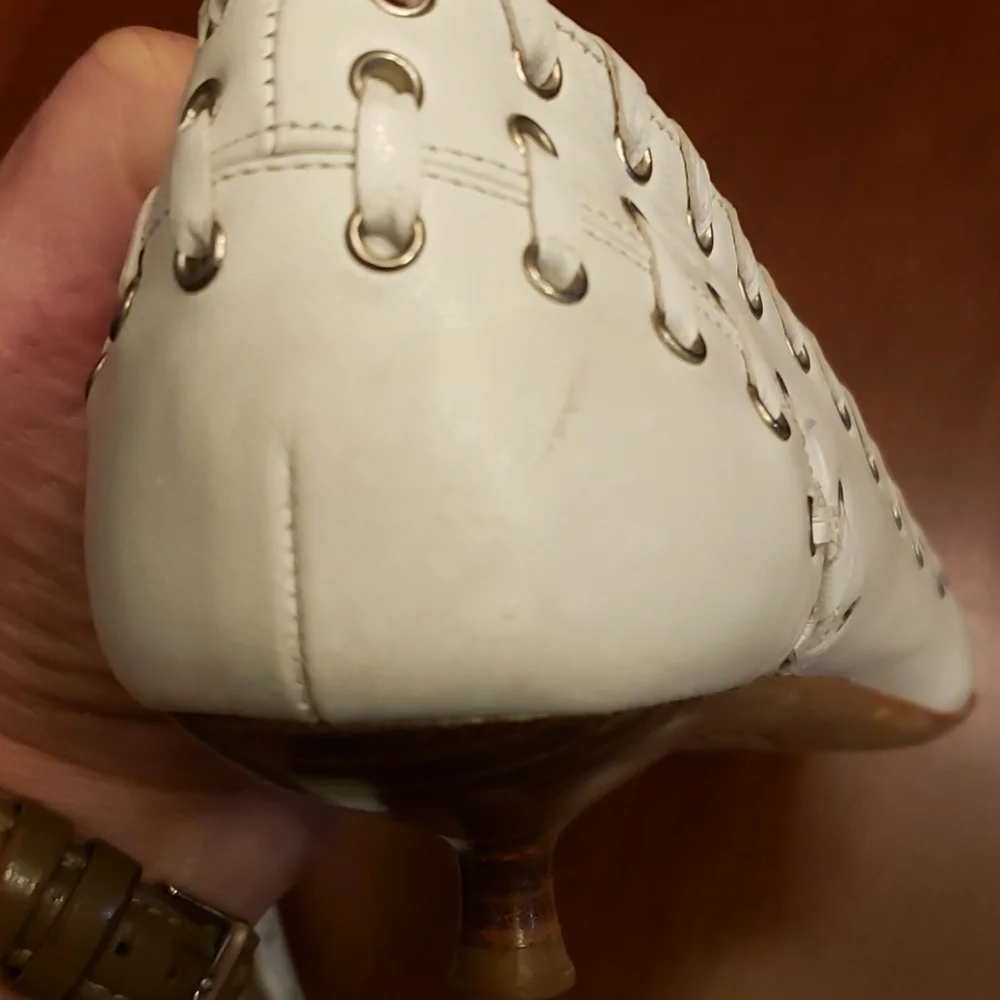 Dior Rare LU 12 Laces & Grommets White Leather Kitten Heels 38.5 - 8 Unique Euro - Picture 14 of 16